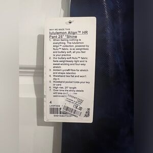 NWT size 4 lululemon align pant 25” shine